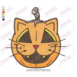 Cat Lantern Halloween Embroidery Design